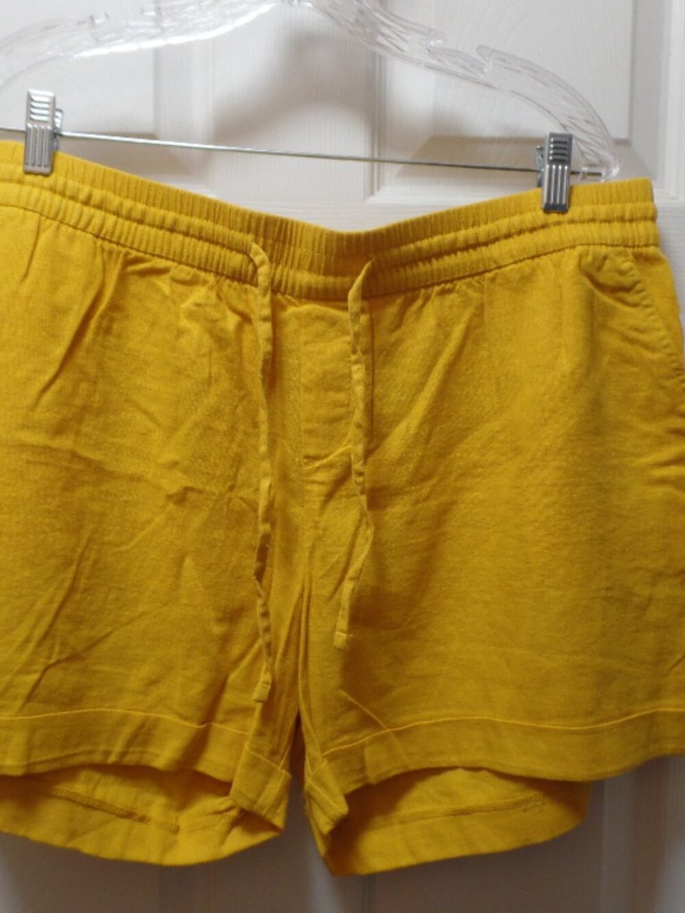 *NWT* Old Navy XL 16 18 SQUASH GOLD YELLOW Linen Elastic Drawstring Waist Shorts - Picture 2 of 6
